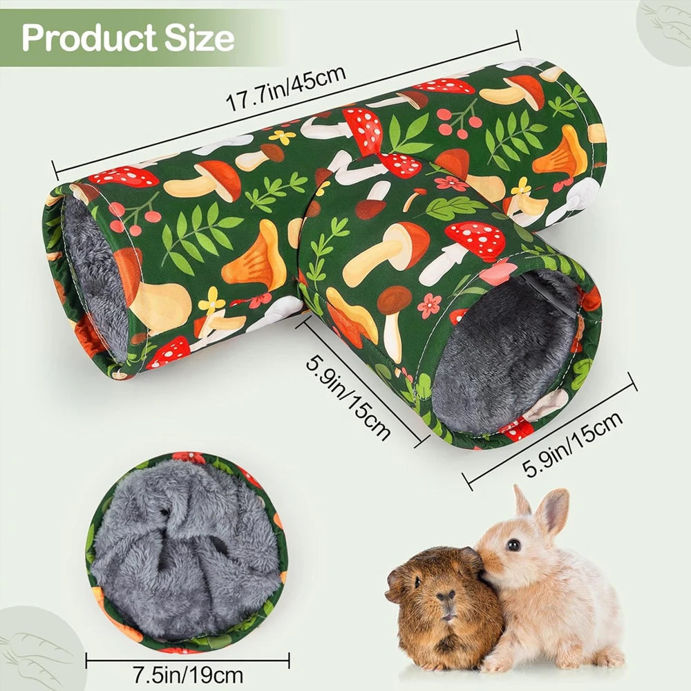 Guinea Pig Tunnel 3 Way Washable Hideout Foldable Rabbit Tunnel Guinea Pig Toys for Bunny Hamster Ferret Guinea Pig Accessories