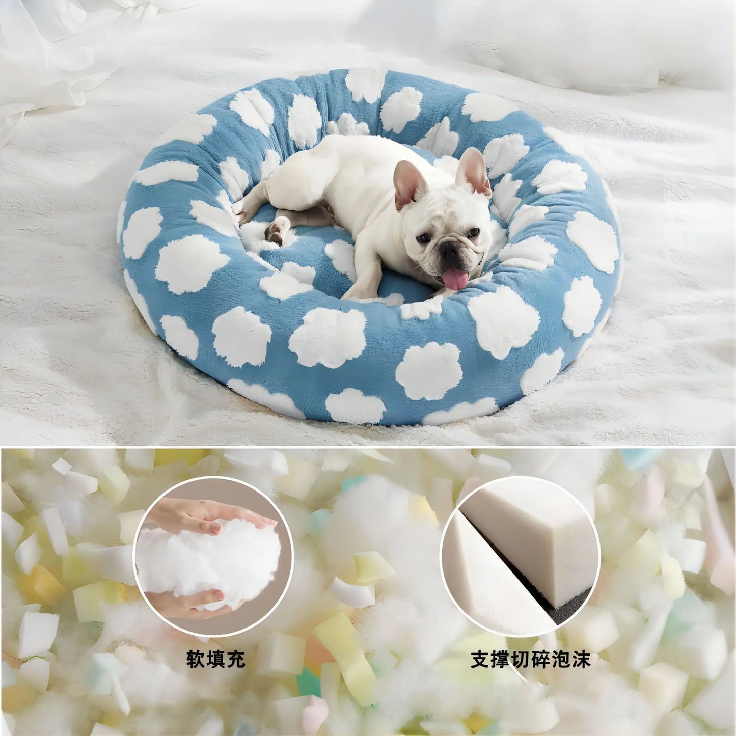 Round Pet Bed for Dogs Cats All Seasons Warm Winter Soft Comfortable Cushion Dog Beds for Large Dogs Dog Accessories Cat Bed