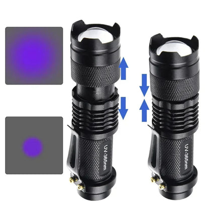 UV Flashlight LED Ultraviolet Torch | Zoomable Mini Inspection Light for Pet Urine and Stains