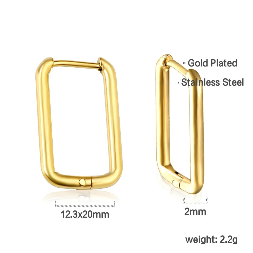 LUXUSTEEL U-Shaped and Geometric Hoop Earrings | Anti-Allergy Stainless Steel Earrings for Women and Men