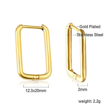 LUXUSTEEL U-Shaped and Geometric Hoop Earrings | Anti-Allergy Stainless Steel Earrings for Women and Men