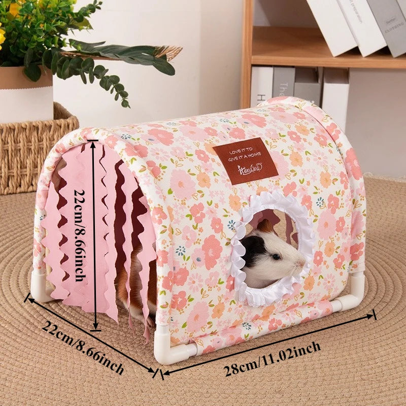Small Animal Hideout Bed-Soft Pet House with Open Entrance,Safe Rounded Corners for Guinea Pigs/Hamsters/Rabbits-Decor Shelter