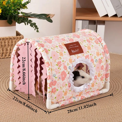 Small Animal Hideout Bed-Soft Pet House with Open Entrance,Safe Rounded Corners for Guinea Pigs/Hamsters/Rabbits-Decor Shelter