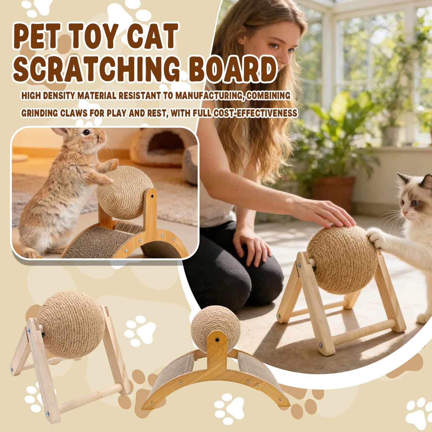 Pet Scratching Board Toy Family Indoor Durable Funny Pet Interactive Ball Toy Home Practical Puppy Kitty Creatively Toy Gift