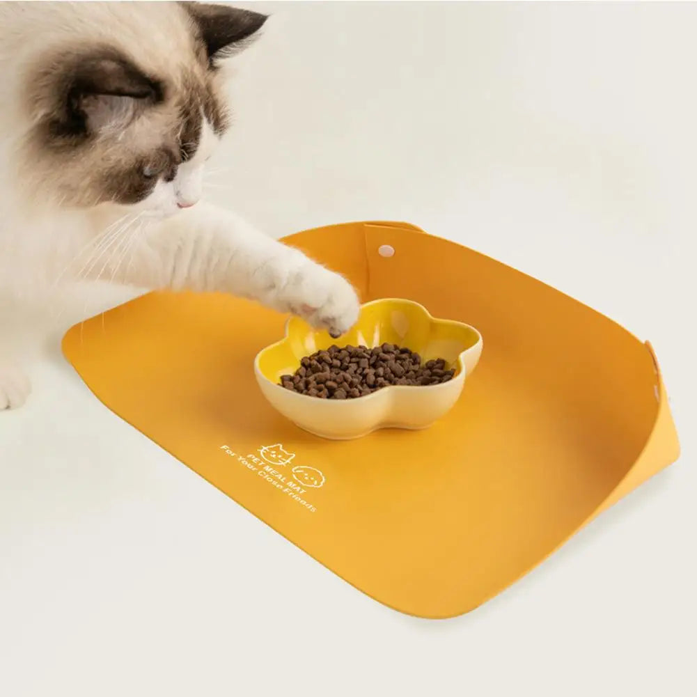 PU Leather Pet Feeding Mat Spill Proof Waterproof Oil Resistant Non Slip Bowl Holder Easy Clean Floor Protector for Dogs Cats