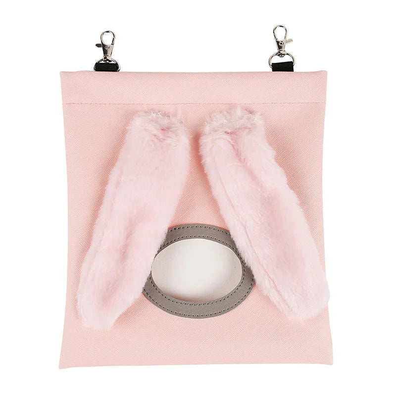 Rabbit Hay Feeder Bag - Adjustable Chew-Proof Foraging Pouch for Bunny/Chinchilla/Hamster Cages Hanging Hay Dispenser with Clips