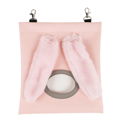 Rabbit Hay Feeder Bag - Adjustable Chew-Proof Foraging Pouch for Bunny/Chinchilla/Hamster Cages Hanging Hay Dispenser with Clips