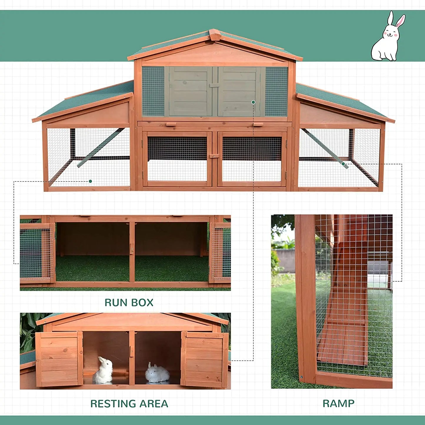 Customized Waterproof Wooden Pet Animal House Cheap Rabbit Cage Wood Rabbits Cages Hutch