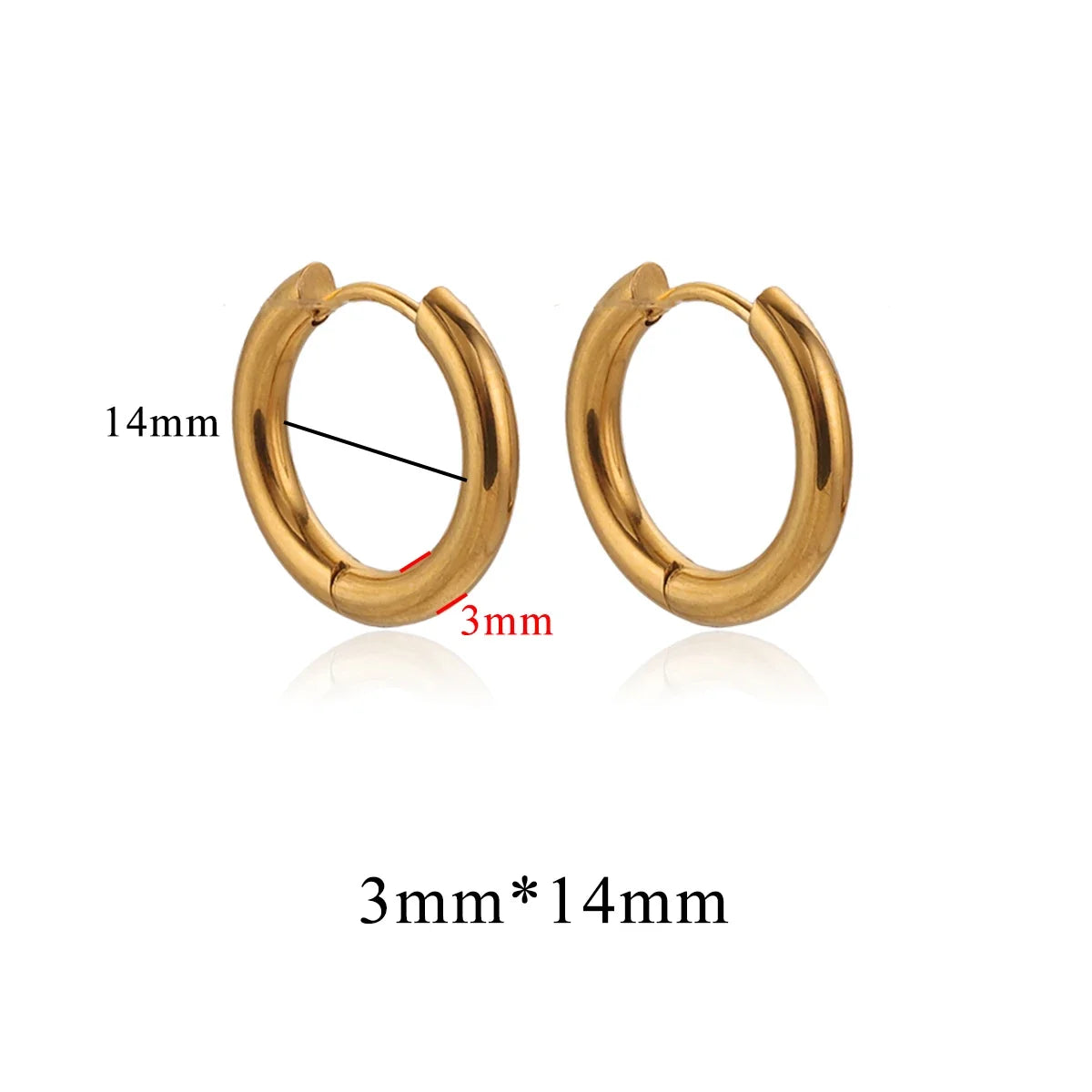 6pcs Stainless Steel 3mm 4mm Hoop Earrings | PVD Gold Plated Korean Round Earrings for Men Women
