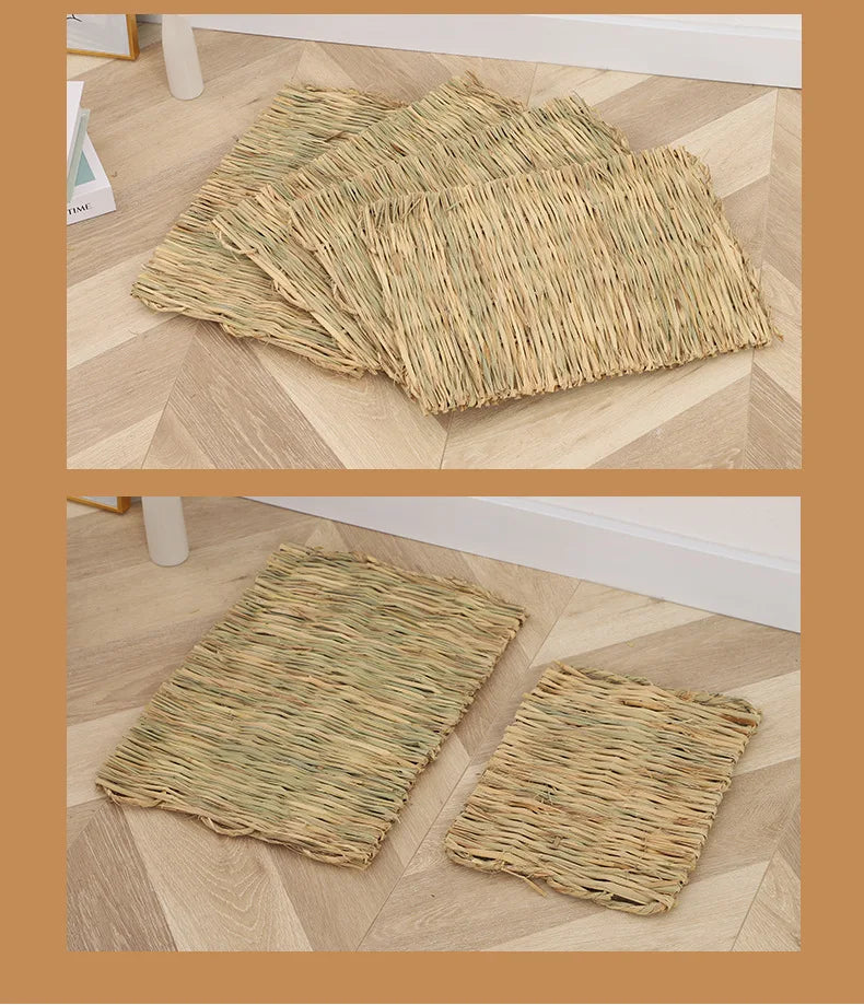 Straw Hand Woven Breathable Rabbit Grass Mat Four Season Hamster Guinea Pig Dutch Pig Foot Mat Rabbit Grass Nest Pet Supplies