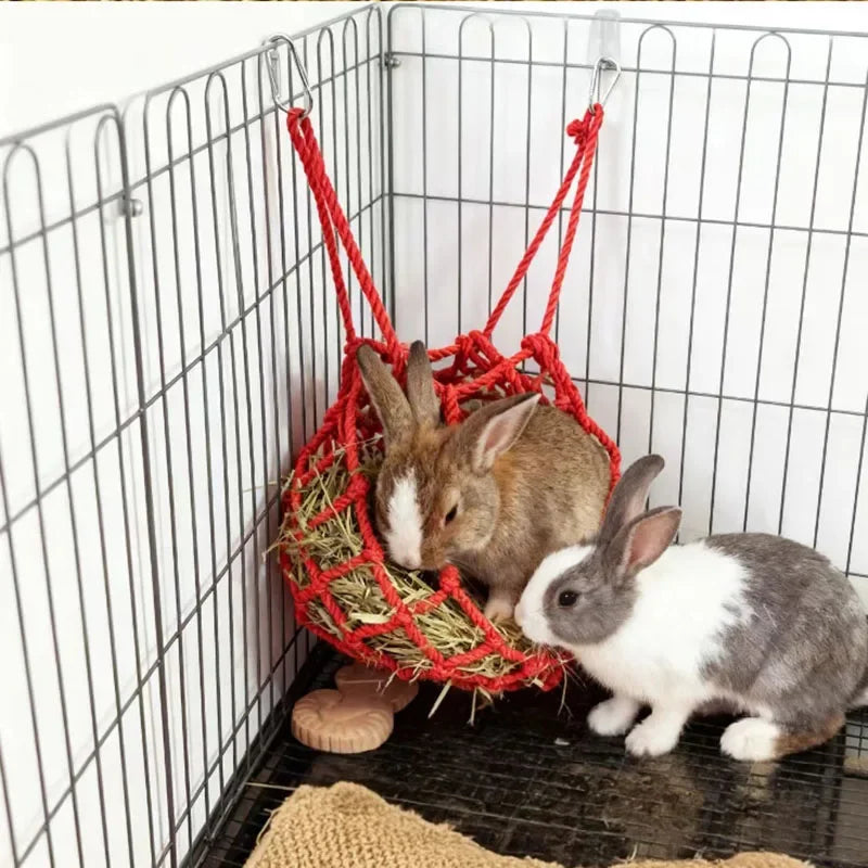 Hanging Rabbit Hay Feeder Ball Holder Food Rack Durable Cage Small Pet Feeding Bowl for Hedgehog Ferret Gerbils Pets Supplies