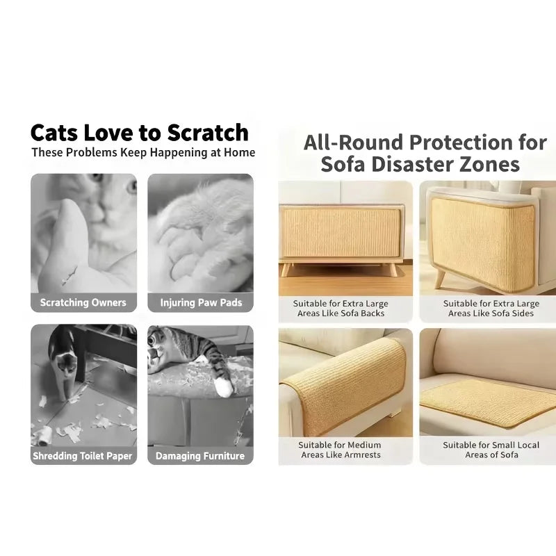 Sturdy Vertical Cat Scratching Pad Beige with Hanging Ball, Space-saving Indoor Anti-scratch Sofa Protector Pet Cat Mat