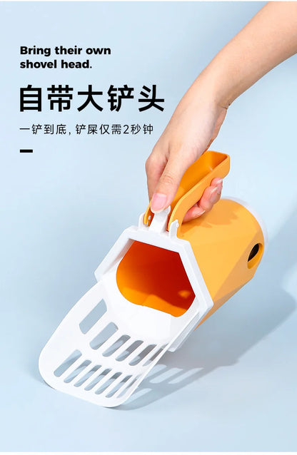 Cat Litter Scooper Large Capacity Built-in Poop Bag Cats Shovel Kitty Self-Cleaning For Toilet Tray Box Clean Tool Pet Supplies