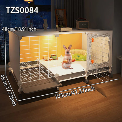 Rabbit Cage with Toilet for Home Use, Indoor Rabbit Villa, Guinea Pig Cage with Separate Living Area