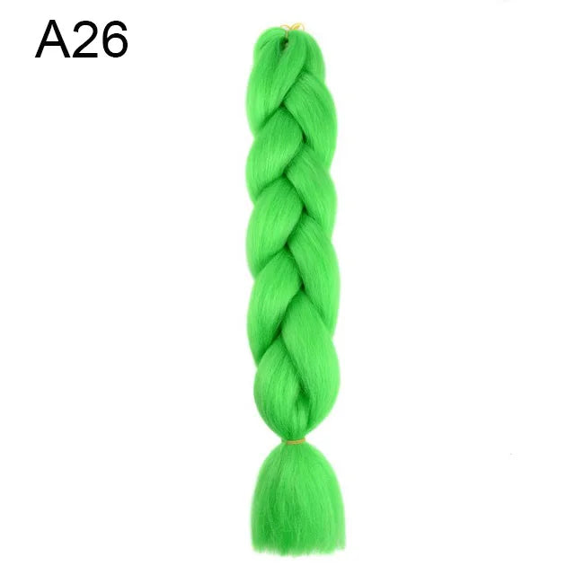 24-Inch Yaki Braids Ombre Jumbo Braiding Hair | Green Synthetic Hair Extensions for DIY Styles