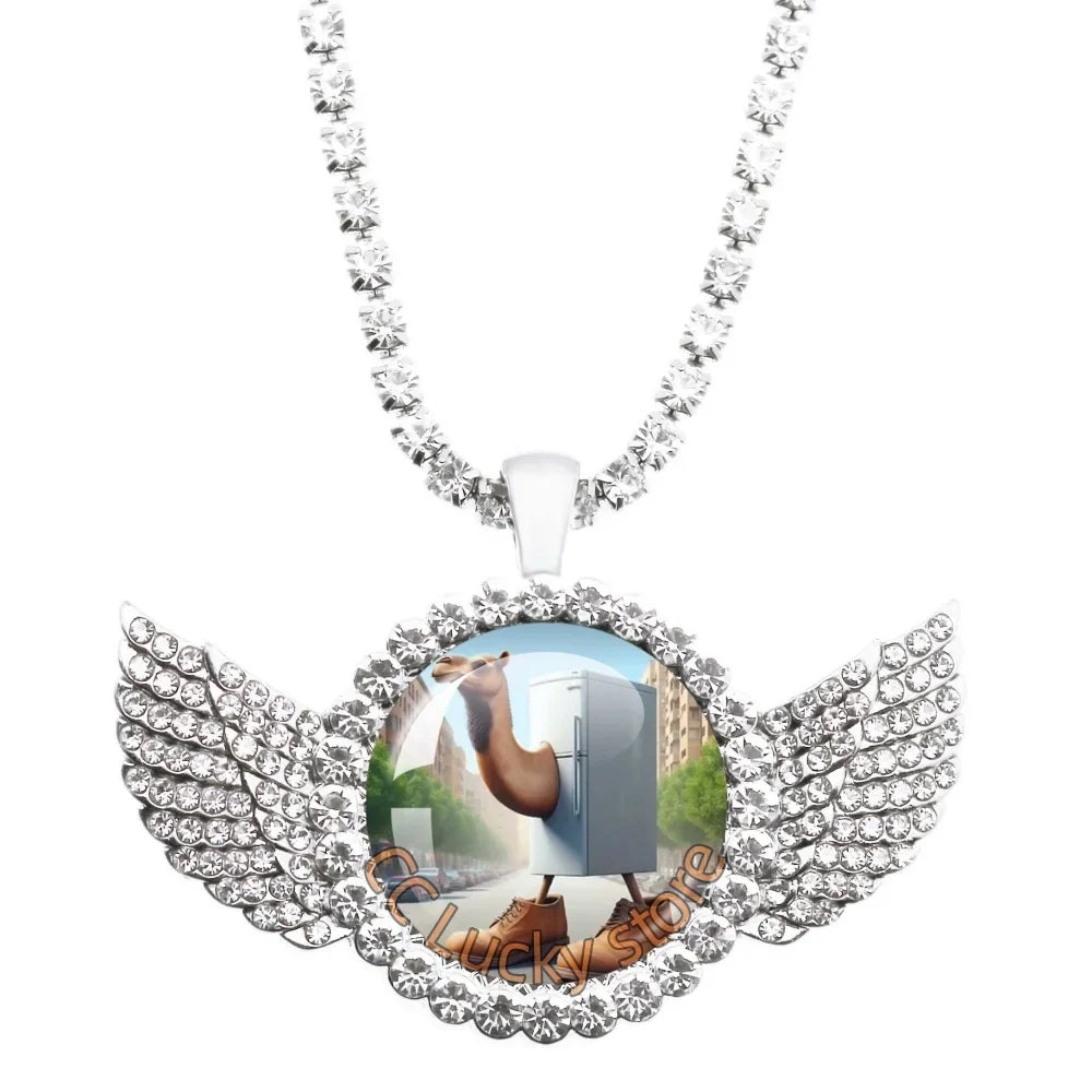 25mm Angel Wing Necklace | Italian Brainrot Pendant Funny Animal Jewelry Gift