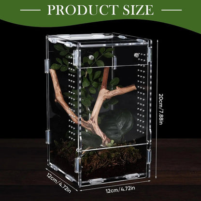 Reptile Enclosure Front Opening Escape Proof Habitat Acrylic Jumping Spider Habitat For Observation Home Pet Store Office