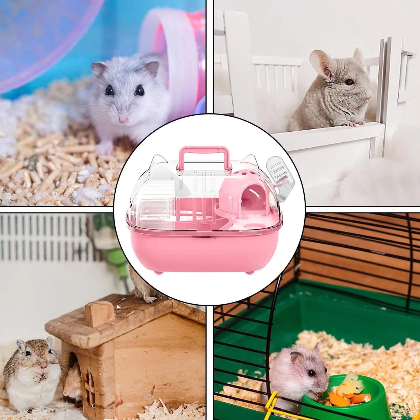 Hamster Carrier Bag Double Layer Clear Cover Outing Cage Travel Hamster Cage For Rabbits Rodents Lizards Transport Short Trip