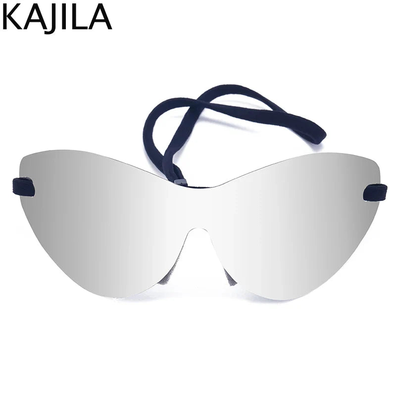 Oversized Punk Rimless Sunglasses | Y2K UV400 Mirror Lens Shades