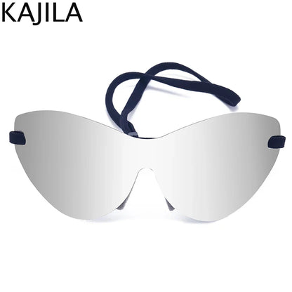 Oversized Punk Rimless Sunglasses | Y2K UV400 Mirror Lens Shades