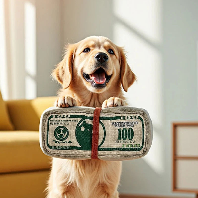Dog Toy Money Shape Bite Resistant Indestructible Squeaky Toy Sound Interactive Self-Play for Dog Puppy Cat Pet Training Supplie