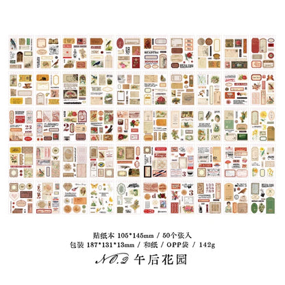 Vintage Collage Stickers Pack | 50 Retro Washi Paper Decals for Junk Journaling