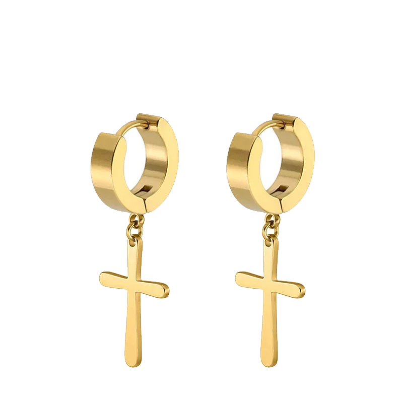 2pc Stainless Steel Cross Earrings Set | Gothic Punk Huggies for Men Women