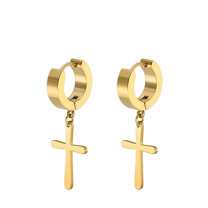 2pc Stainless Steel Cross Earrings Set | Gothic Punk Huggies for Men Women