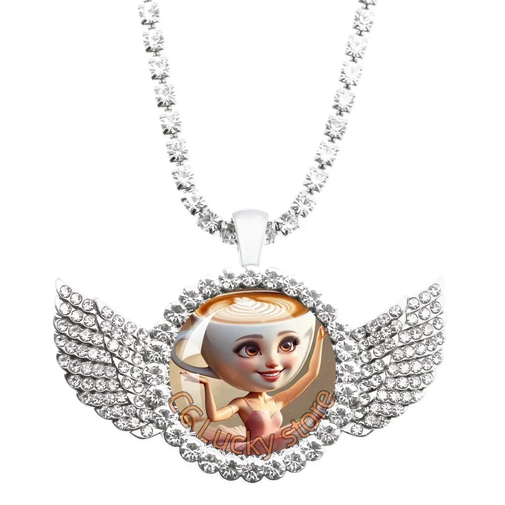 25mm Angel Wing Necklace | Italian Brainrot Pendant Funny Animal Jewelry Gift