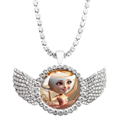 25mm Angel Wing Necklace | Italian Brainrot Pendant Funny Animal Jewelry Gift