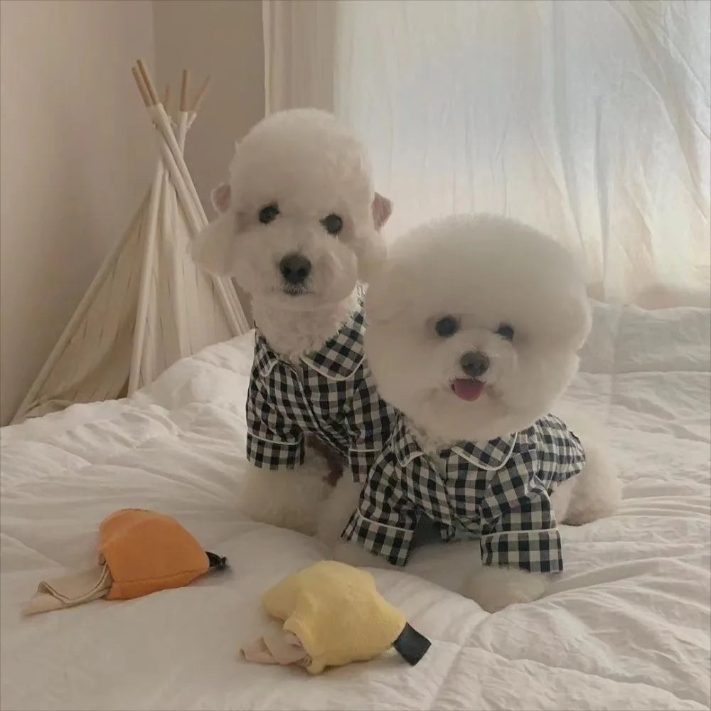 Pet Decoration Comfortable Ins Plaid Shirts Pet Clothing Elegant Fashion Dogs Pajamas Costume Cute Cat Dog Clothes Pet Parties