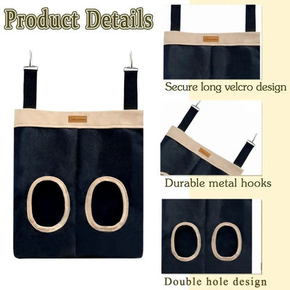 Practical Hanging Rabbit Feed Bag Canvas Eco-Friendly Hay Bag Chew Proof Hay Pouch For Rabbit Dutch Pig