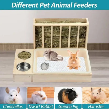 Small Animal Feeders Stable Wooden Frame Compacts Small Animal Feeding Cage for Small Pet Easyly Clean Y5GB