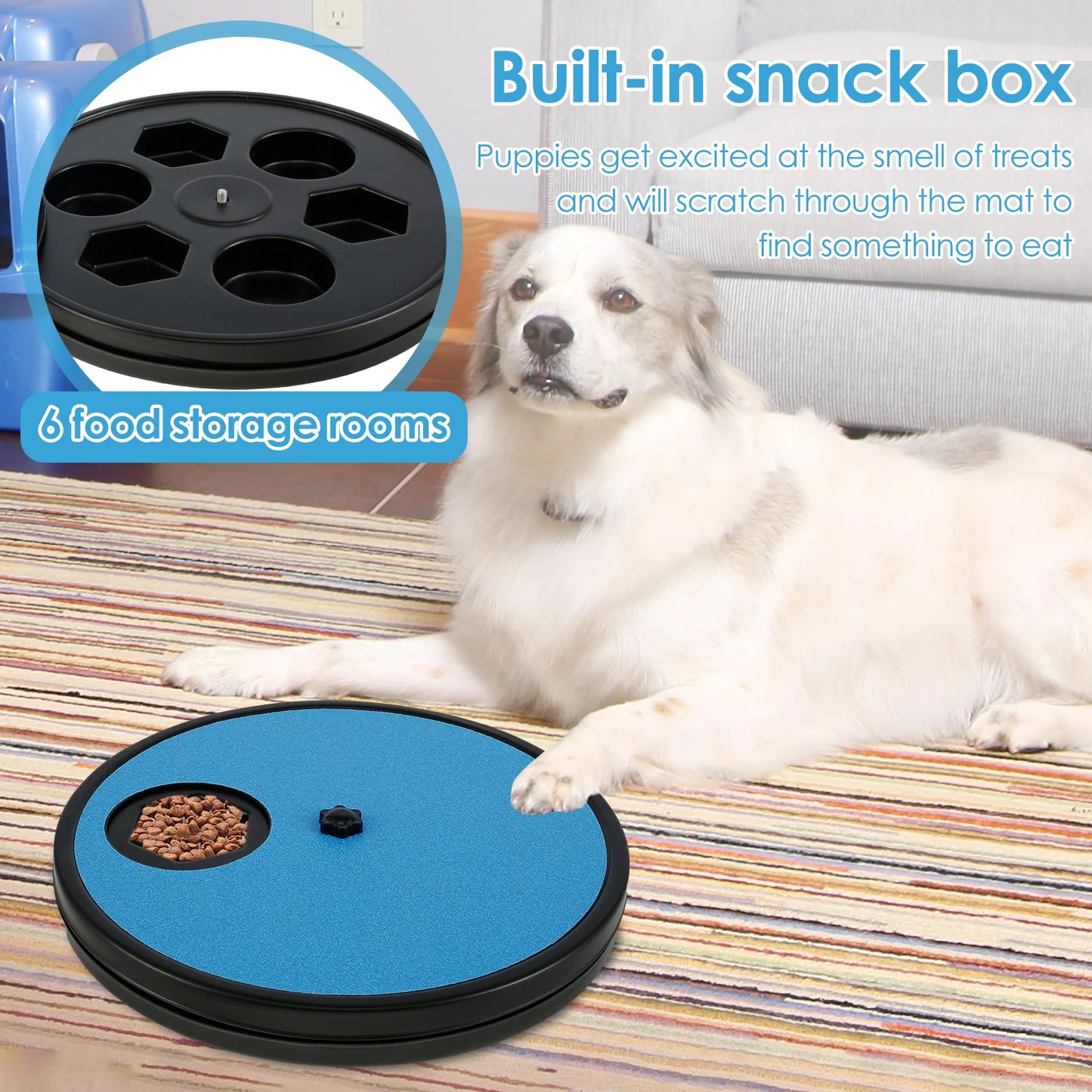 Round Dog Nail Scratch Board 360° Rotating Dog Scratch Pad with Snack Compartments Interactive Pet Toy Pet Supplies Accessories