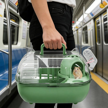 Hamster Carrier Bag Double Layer Clear Cover Outing Cage Travel Hamster Cage For Rabbits Rodents Lizards Transport Short Trip