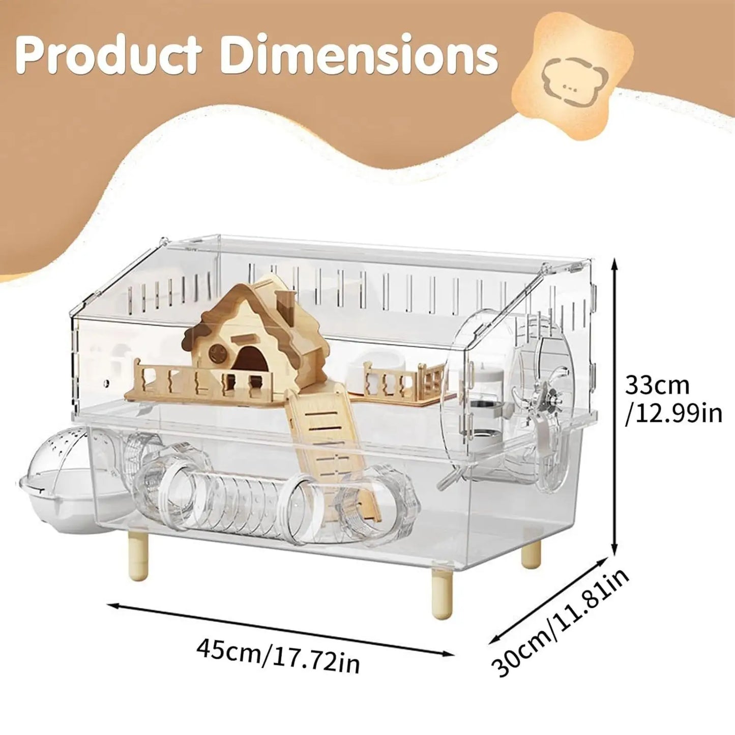 Acrylic Hamster Cage 2-Layer Clear Acrylic Pet Habitats Hamster Enclosure for Indoor Outdoor Home Yard Breeding Observation Pet