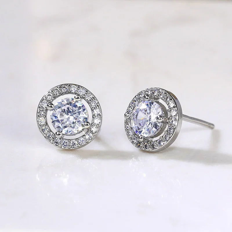 Huitan AAA CZ Stud Earrings for Women | Romantic Elegant Cubic Zirconia Jewelry in 7 Colors