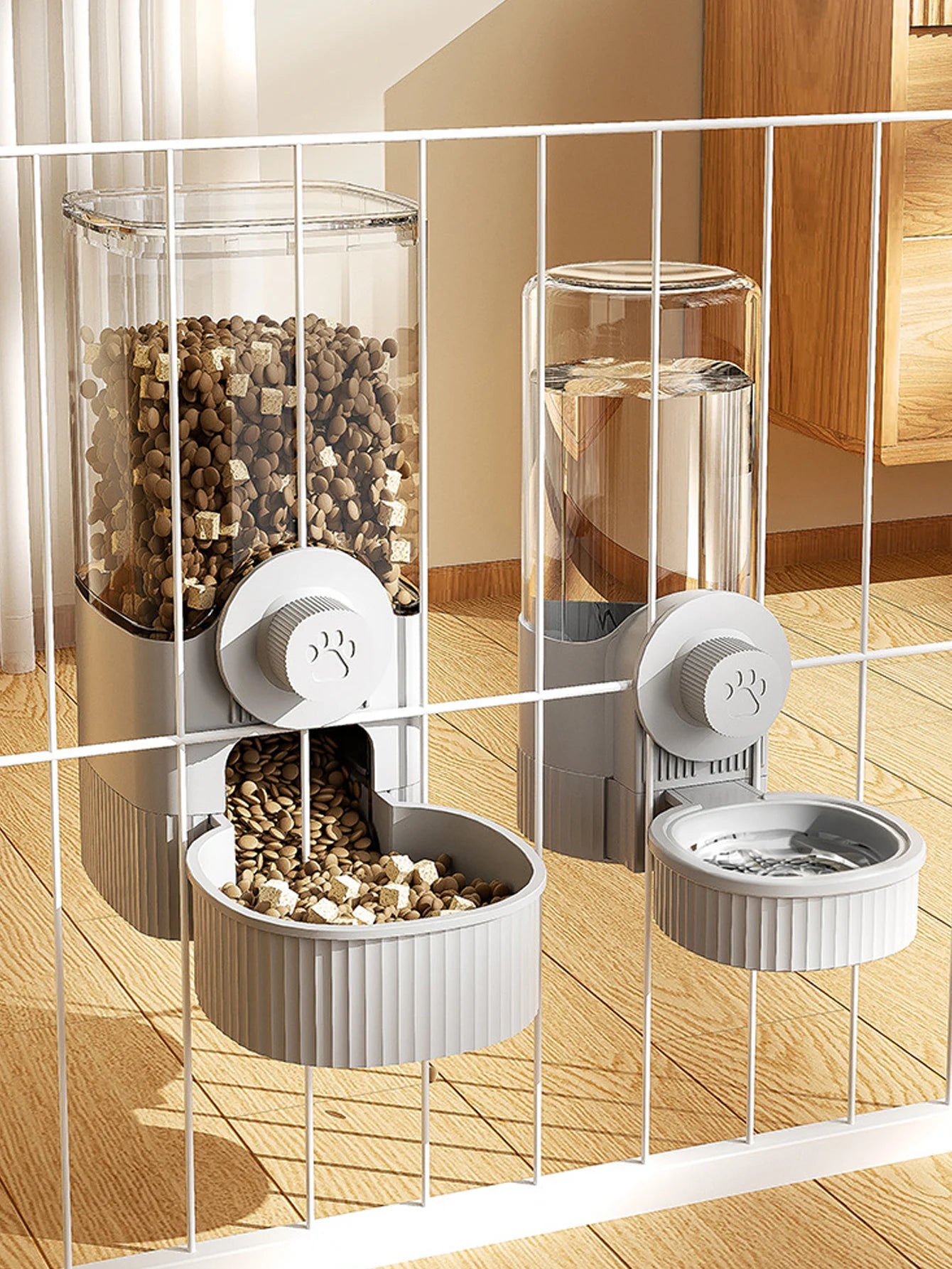 1.2L Automatic Pet Feeder Cage Hanging Bowl，Suitable for Small Puppy Cat Rabbit Food Container Dispenser Bowl