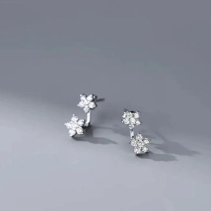 3PCS Double Flower Tragus Stud Earring Set | Cartilage Hoop and Helix Jewelry for Women