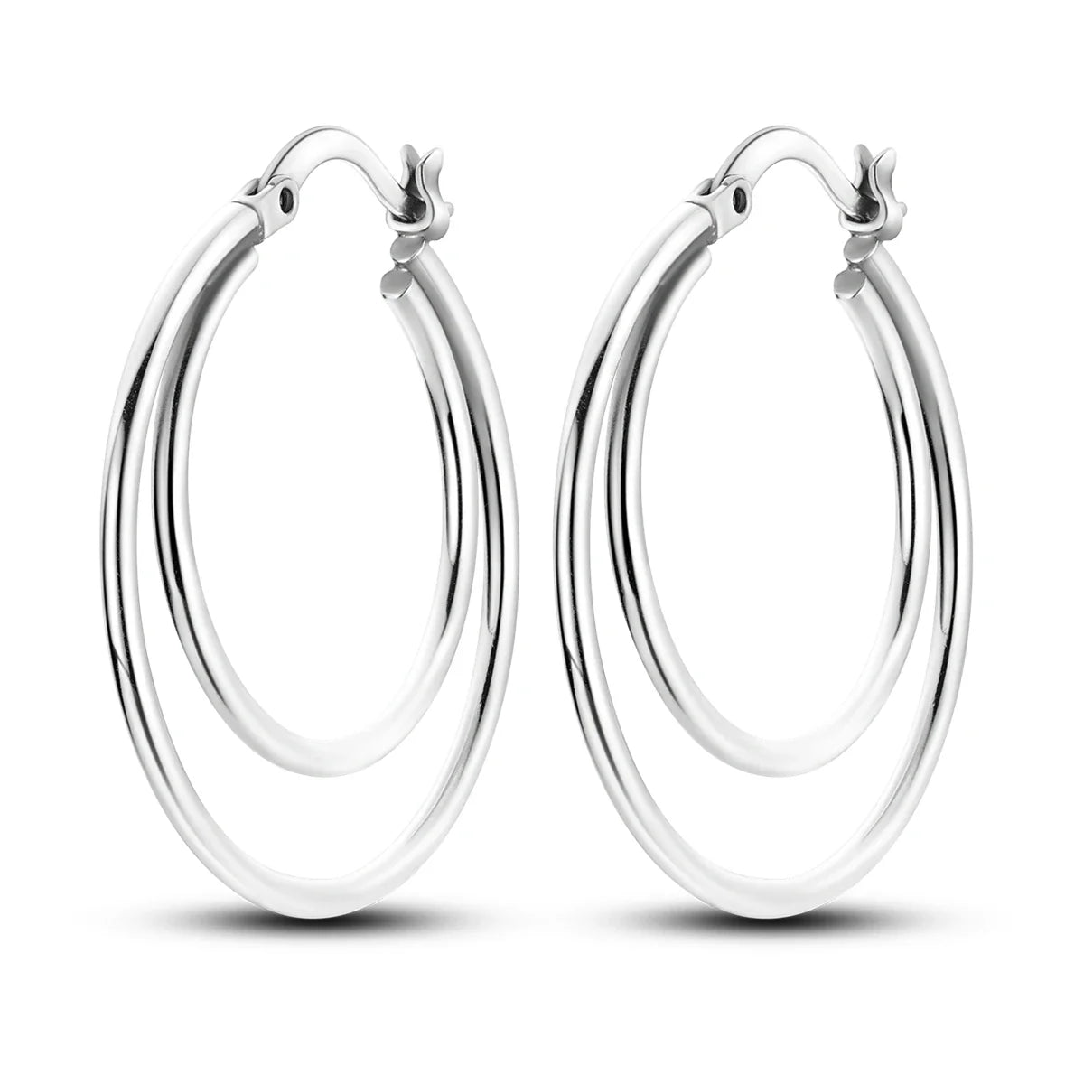 925 Sterling Silver Hoop Earrings with Zircon | Classic U-Shaped Women Jewelry