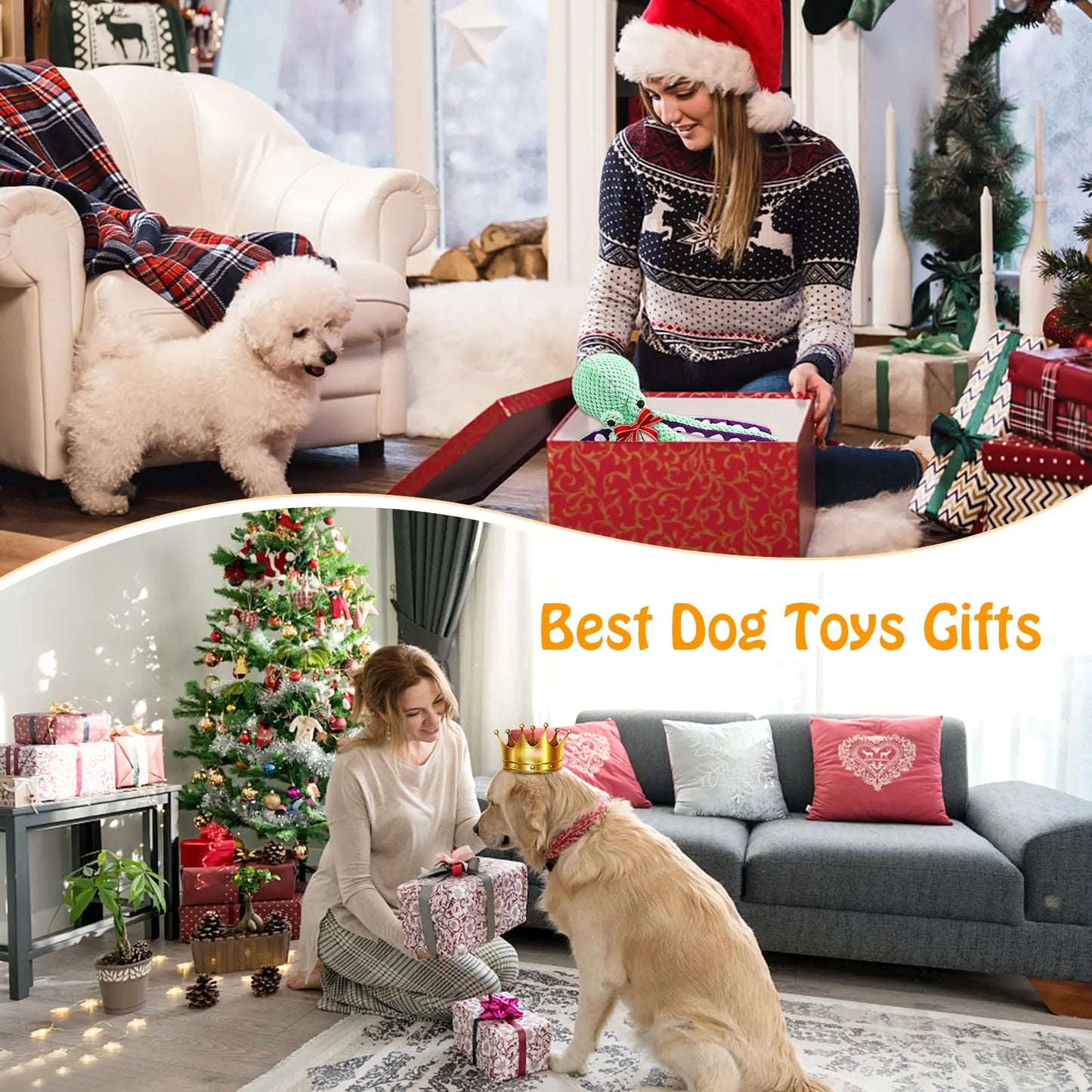 Pet Octopus Dog Toy,Indestructible Dog Toys for Aggressive Chewers,Squeaky Interactive Dogs Anxiety Toy for Small and Large Dogs