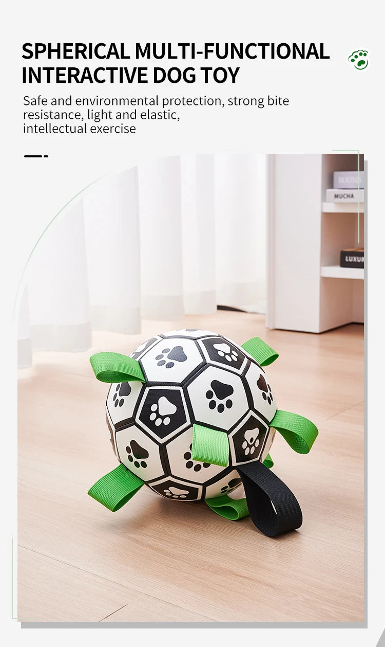 Dog Toys Soccer Ball with Straps, Interactive Dog Toys for Tug of War, Puppy Birthday Gifts, Dog Tug Toy, Dog Water Toy, Durable