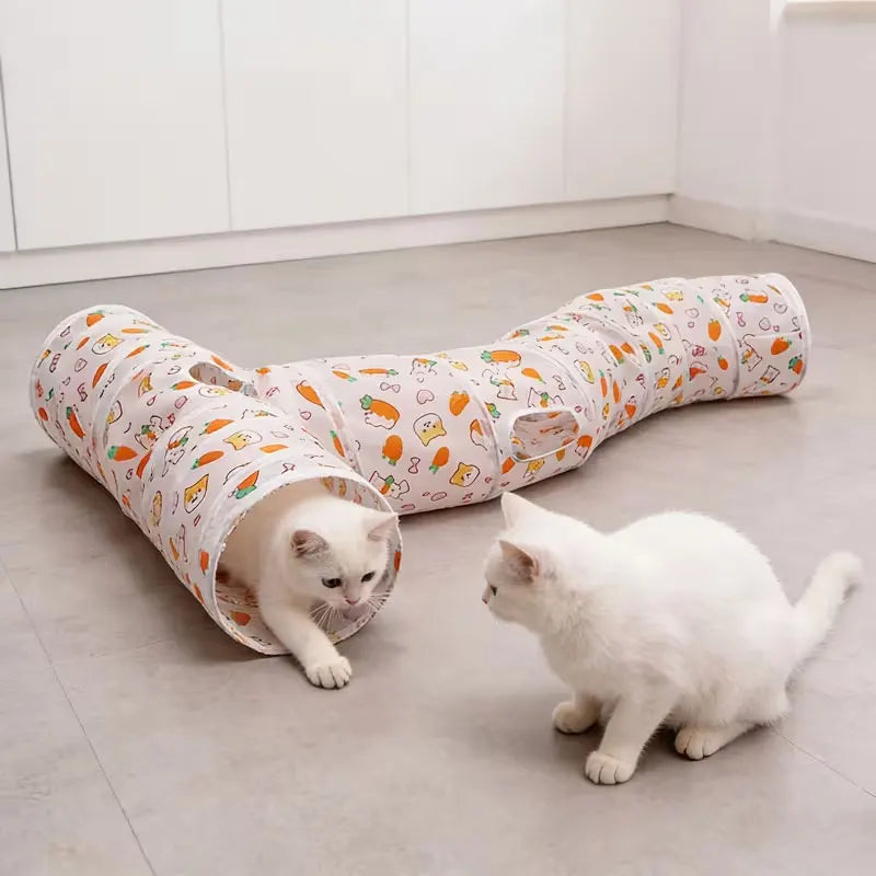 Three-Door Rabbit Tunnel - Foldable toy tube, suitable for hiding places for small pets