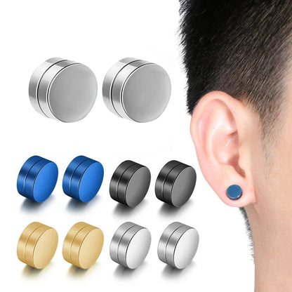 6mm/8mm/10mm/12mm Strong Magnetic Non Piercing Ear Clip | Round Circle Mens Stud Earrings