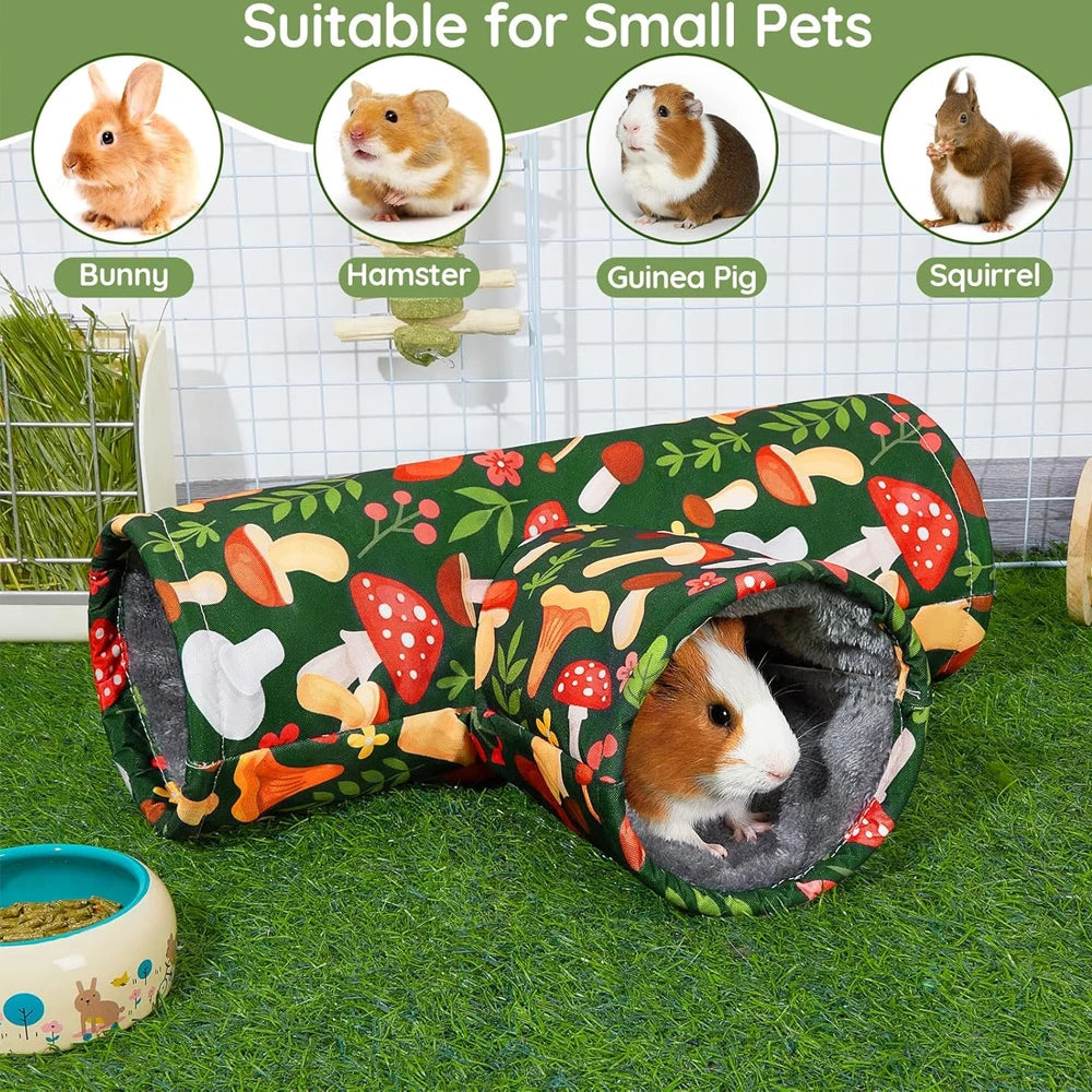 Guinea Pig Tunnel 3 Way Washable Hideout Foldable Rabbit Tunnel Guinea Pig Toys for Bunny Hamster Ferret Guinea Pig Accessories