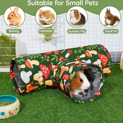Guinea Pig Tunnel 3 Way Washable Hideout Foldable Rabbit Tunnel Guinea Pig Toys for Bunny Hamster Ferret Guinea Pig Accessories