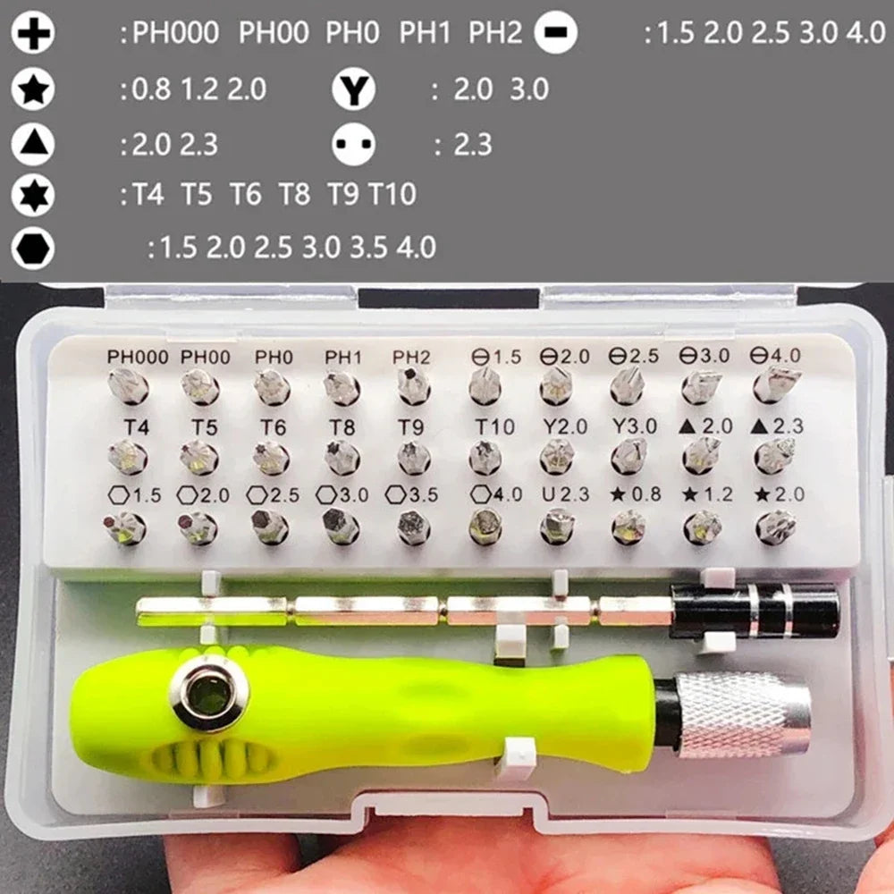 32 In 1 Multifunction Screwdriver Kit with Extension Rod | Manual Precision Tool Set for Electronics