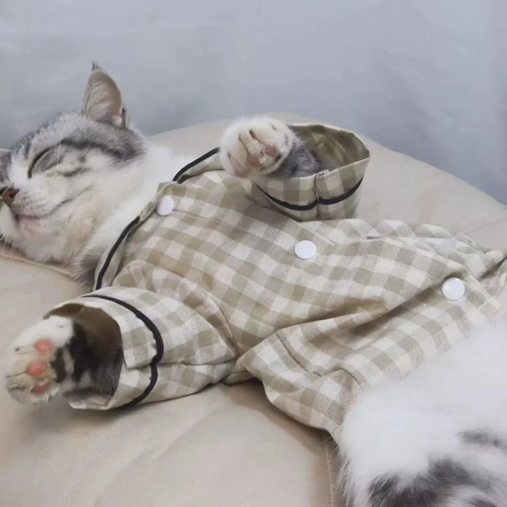 Pet Decoration Comfortable Ins Plaid Shirts Pet Clothing Elegant Fashion Dogs Pajamas Costume Cute Cat Dog Clothes Pet Parties