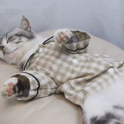 Pet Decoration Comfortable Ins Plaid Shirts Pet Clothing Elegant Fashion Dogs Pajamas Costume Cute Cat Dog Clothes Pet Parties
