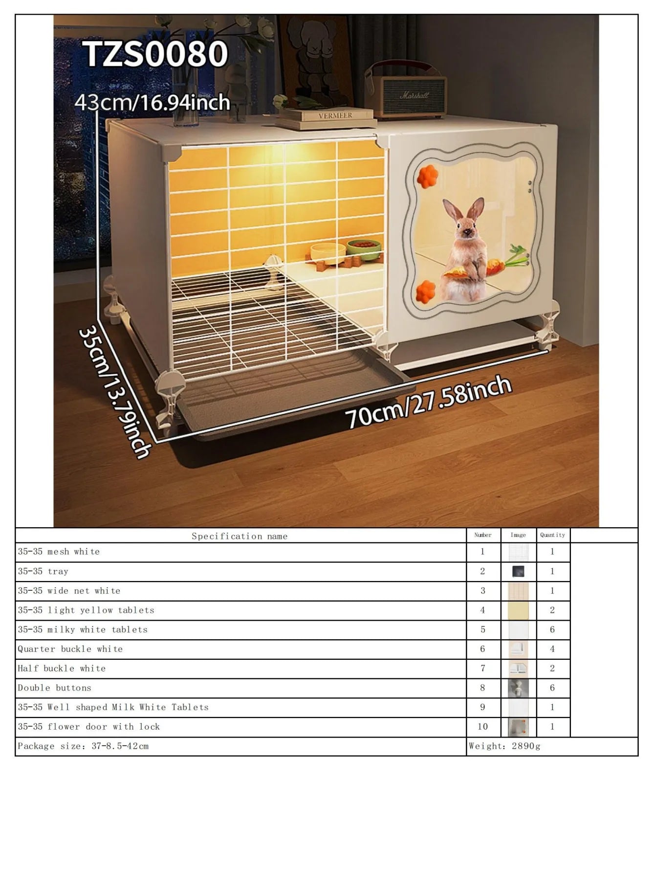 Rabbit Cage with Toilet for Home Use, Indoor Rabbit Villa, Guinea Pig Cage with Separate Living Area